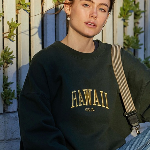 John Galt Green Hawaii Crew Neck Sweatshirt - Picture 1 of 7